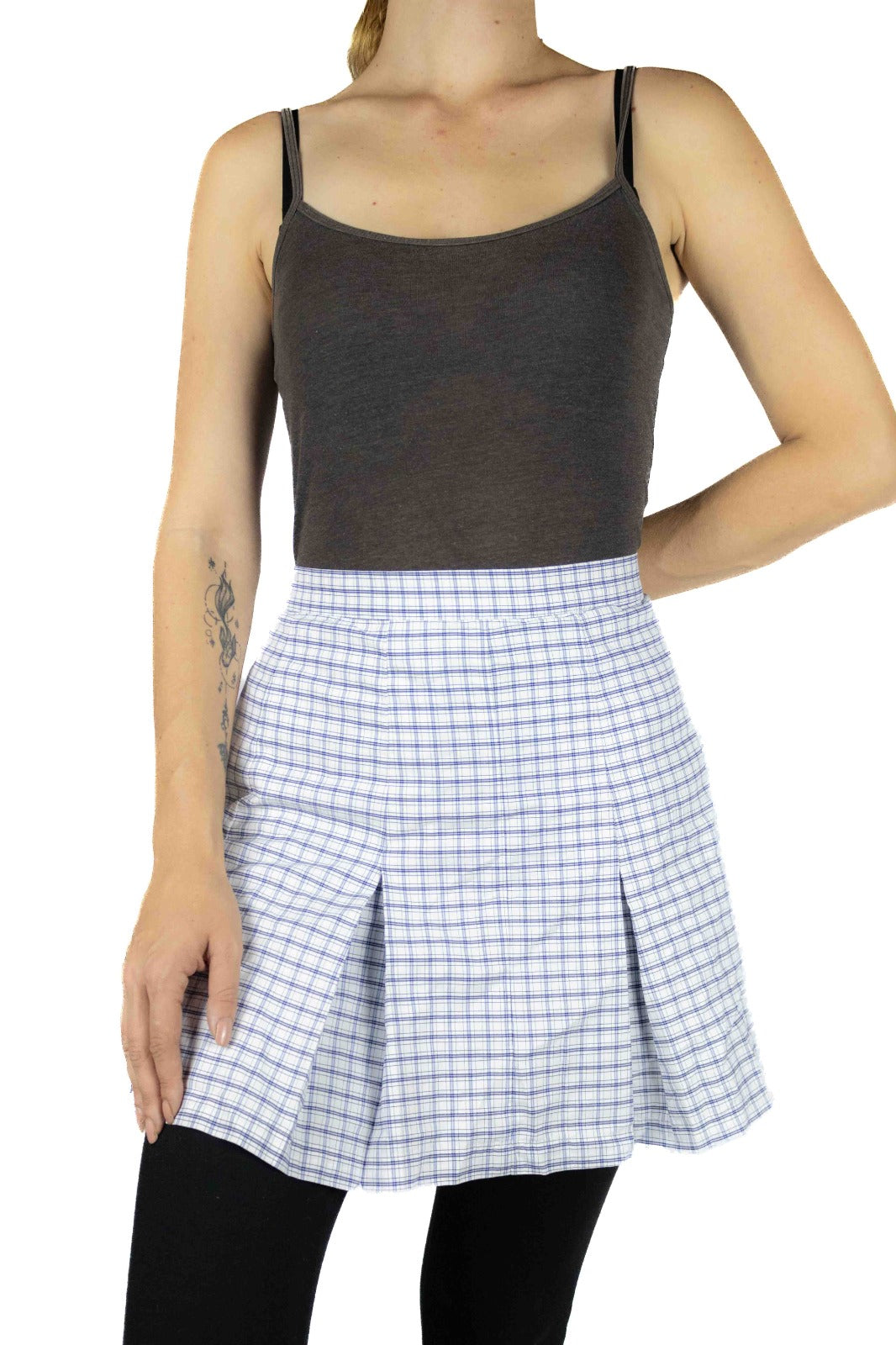 Women's Blue and White Pleated Skirt with Zip