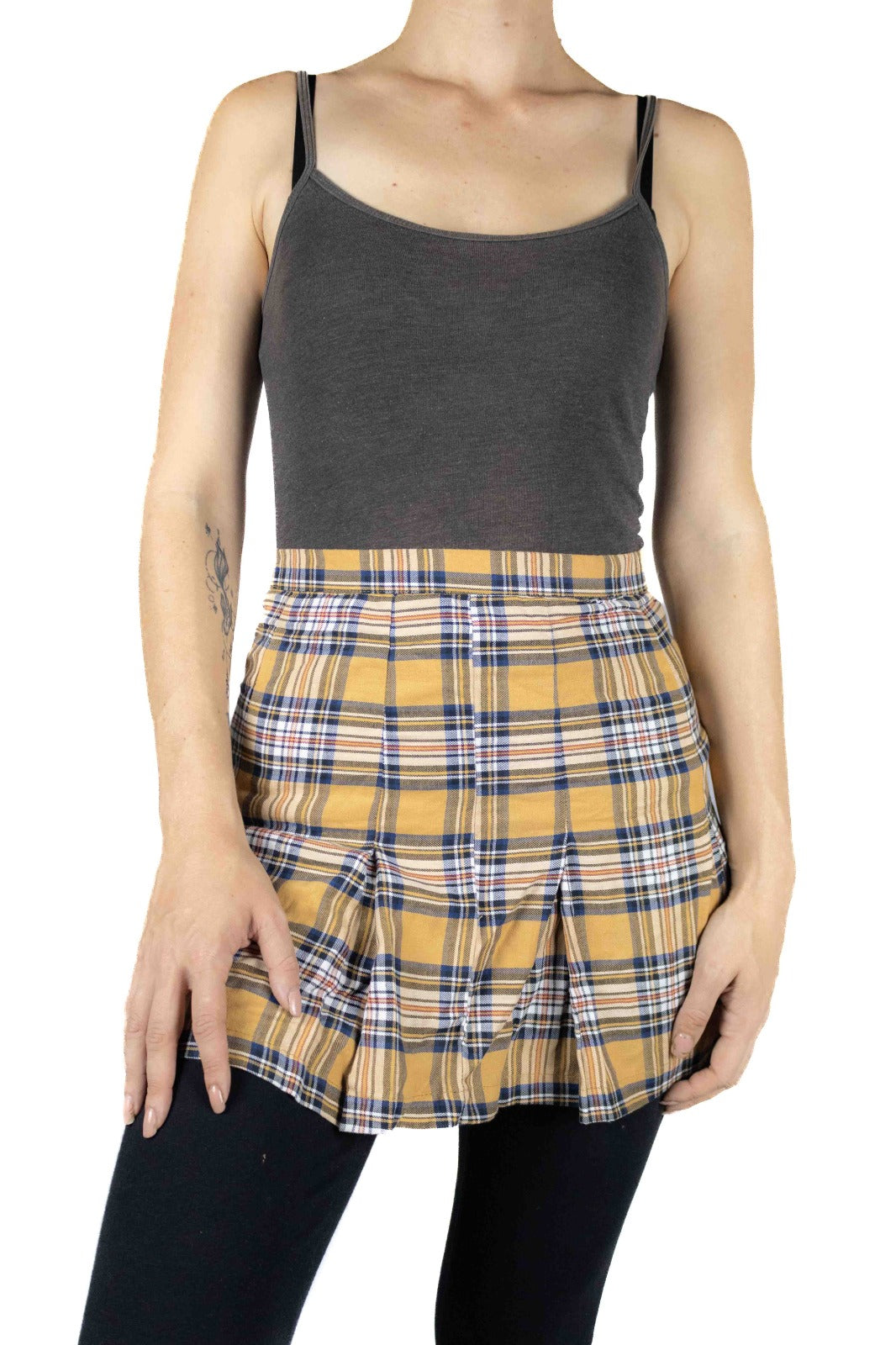 Women's Mustard & Navy Tartan Check Skirt