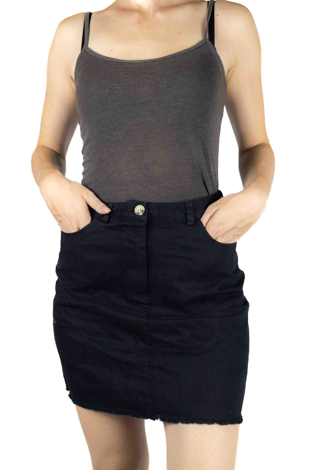Women's Black Denim Winter Skirt