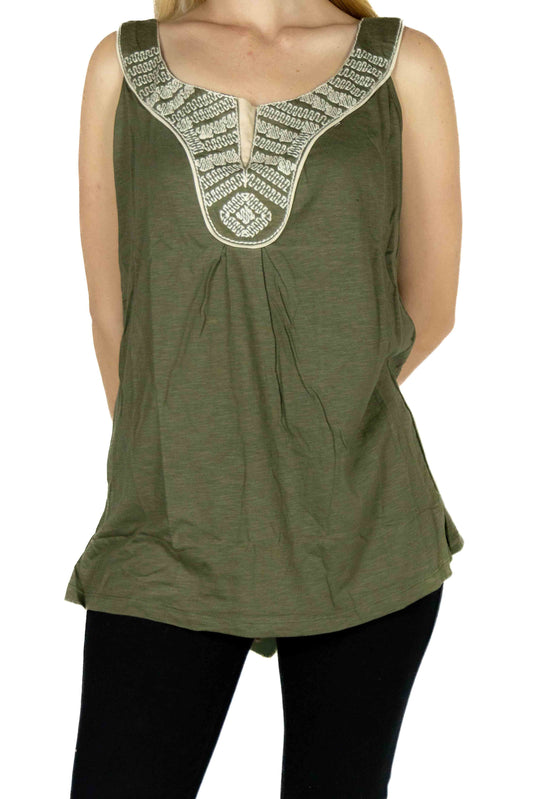 Sleeveless Cotton Top with Beautiful Detail