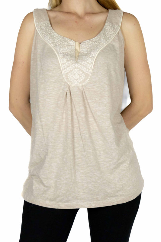 Sleeveless Cotton Top with Beautiful Detail