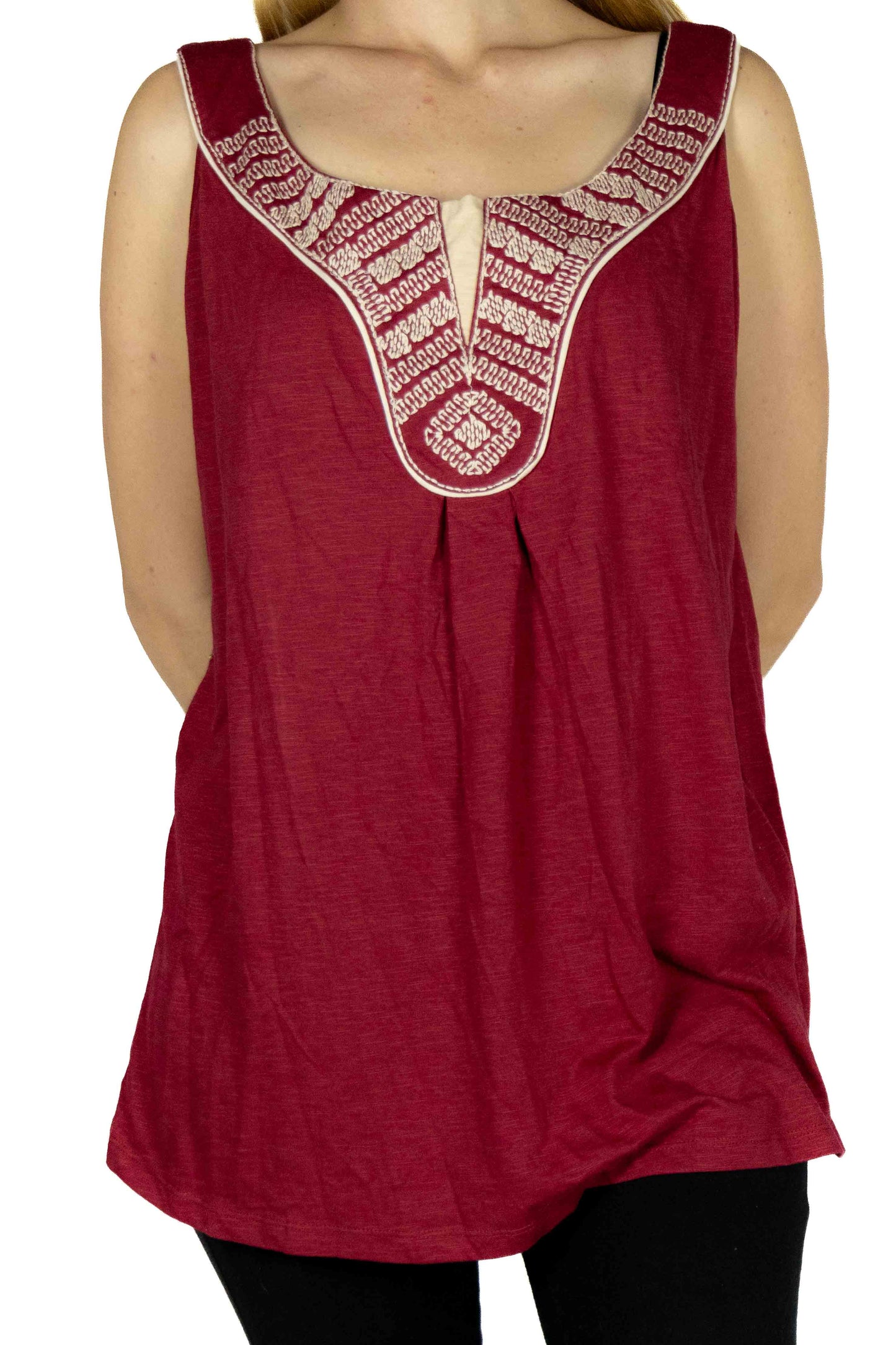Sleeveless Cotton Top with Beautiful Detail