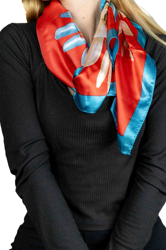 Chrysalis Red & Blue Satin Scarf