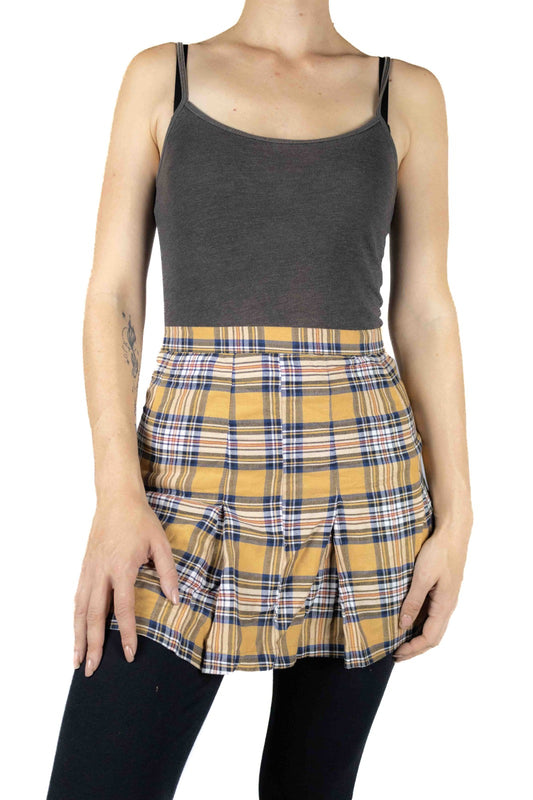 Women's Mustard & Navy Tartan Check Skirt