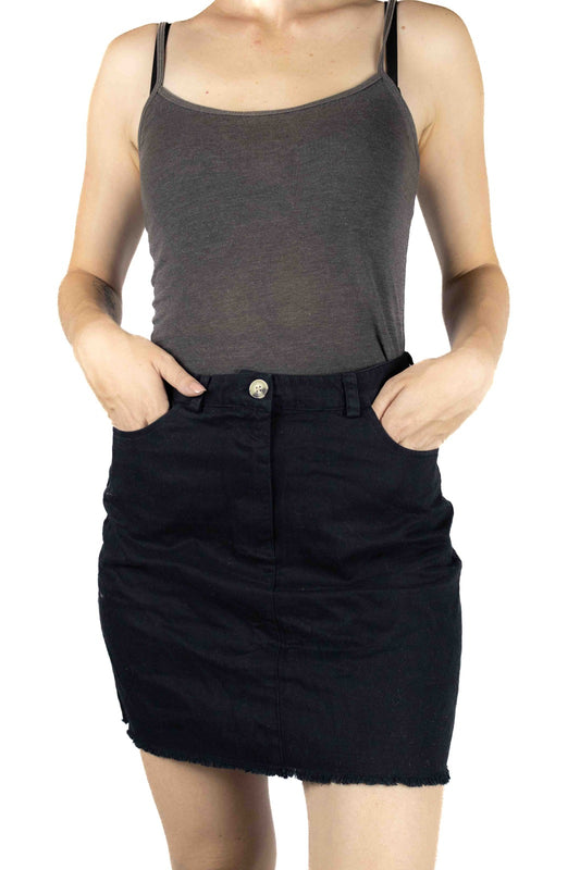 Women's Black Denim Winter Skirt
