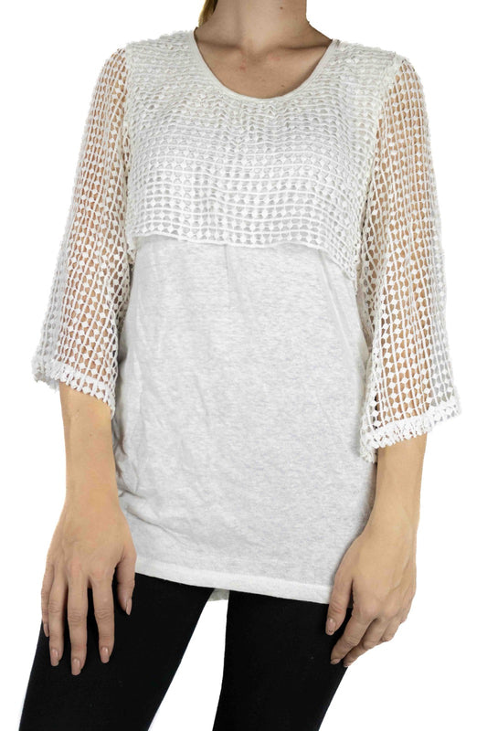 Women's Autumn Essential White Crochet Top