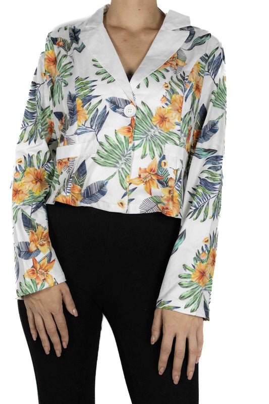 Women's White Silk Crop Jacket