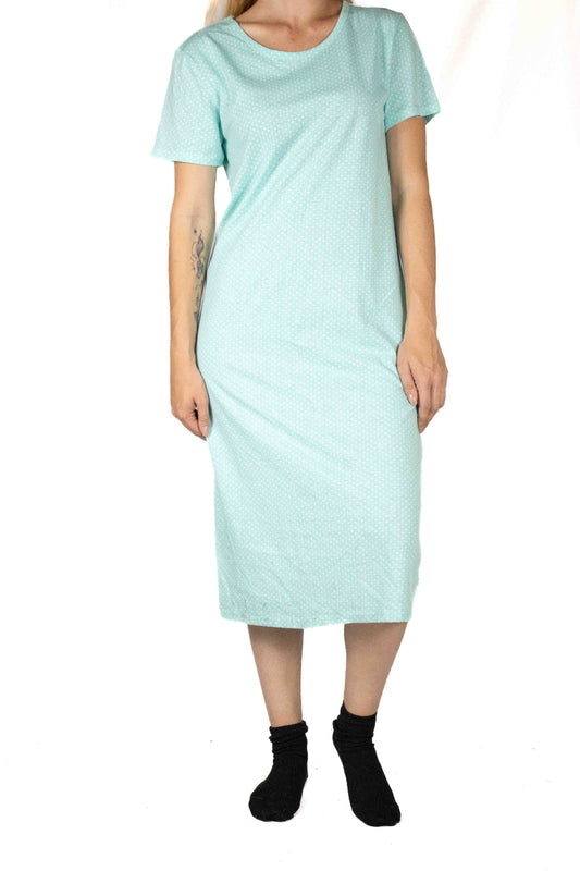 Women's Blue Printed Cotton Sleep Shirt