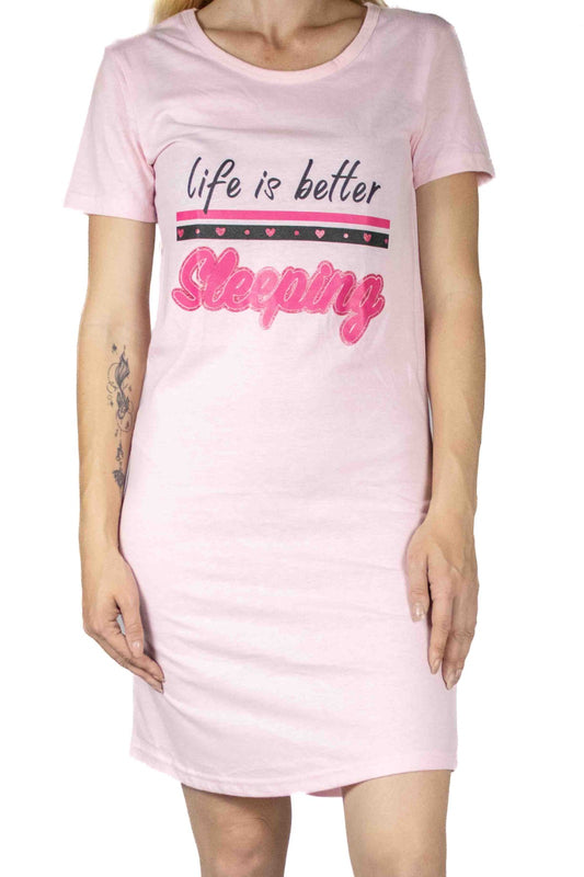 Women's Pink Cotton Sleep Shirt