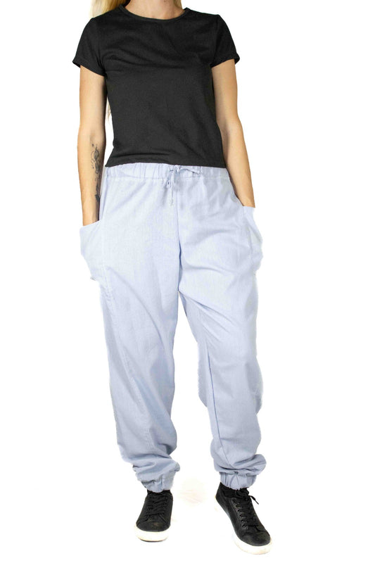 Women's Blue Linen Joggers
