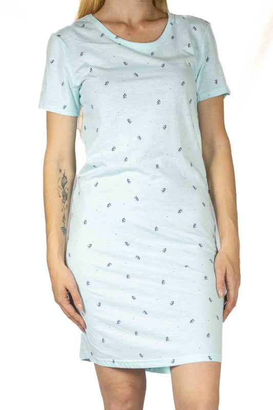 Women's Blue Cotton Sleep Shirt